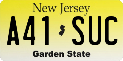 NJ license plate A41SUC