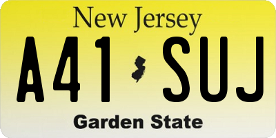 NJ license plate A41SUJ
