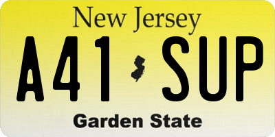 NJ license plate A41SUP