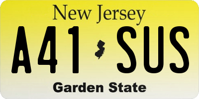 NJ license plate A41SUS