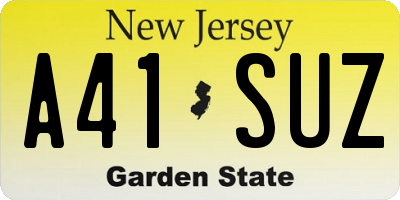 NJ license plate A41SUZ