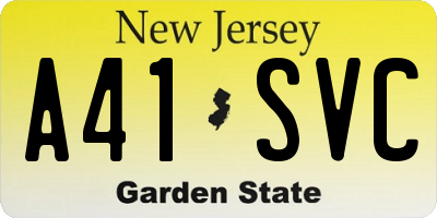 NJ license plate A41SVC