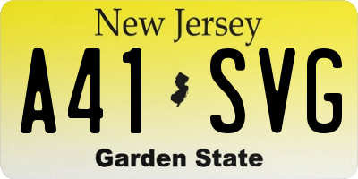 NJ license plate A41SVG