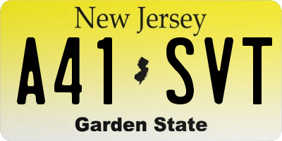 NJ license plate A41SVT