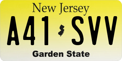 NJ license plate A41SVV