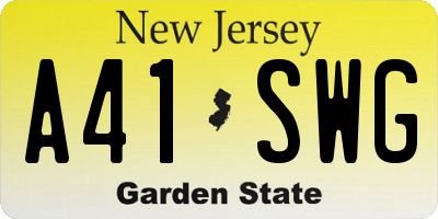 NJ license plate A41SWG