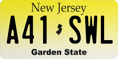 NJ license plate A41SWL