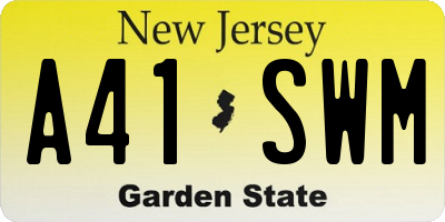 NJ license plate A41SWM