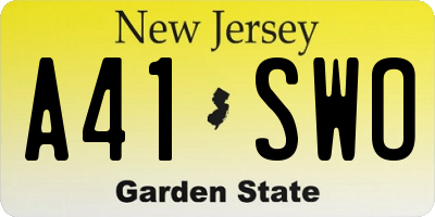 NJ license plate A41SWO
