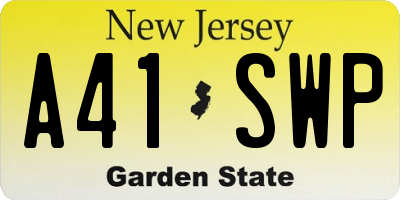 NJ license plate A41SWP
