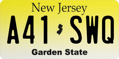 NJ license plate A41SWQ