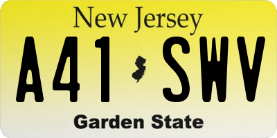 NJ license plate A41SWV