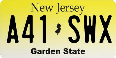 NJ license plate A41SWX