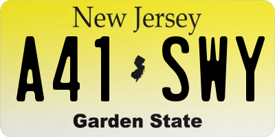 NJ license plate A41SWY