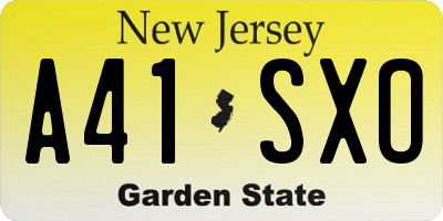 NJ license plate A41SXO
