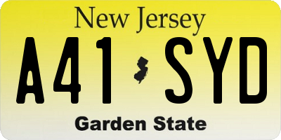 NJ license plate A41SYD