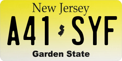 NJ license plate A41SYF