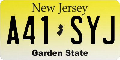 NJ license plate A41SYJ