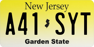 NJ license plate A41SYT