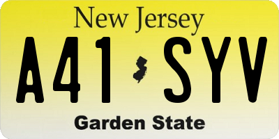 NJ license plate A41SYV