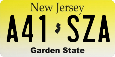 NJ license plate A41SZA