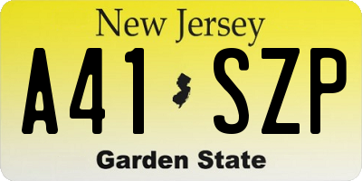NJ license plate A41SZP