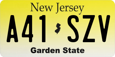 NJ license plate A41SZV