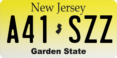 NJ license plate A41SZZ