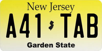 NJ license plate A41TAB