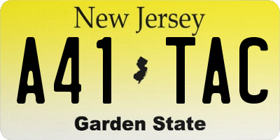 NJ license plate A41TAC