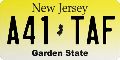NJ license plate A41TAF