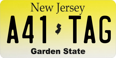 NJ license plate A41TAG