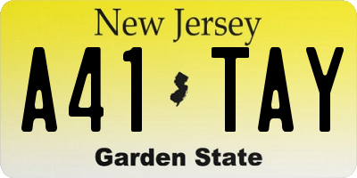 NJ license plate A41TAY
