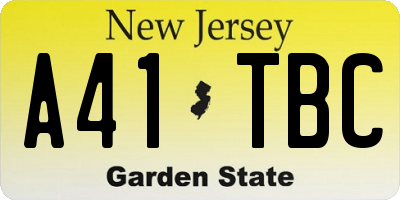 NJ license plate A41TBC
