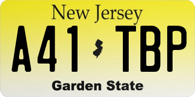 NJ license plate A41TBP