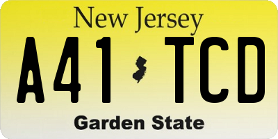 NJ license plate A41TCD