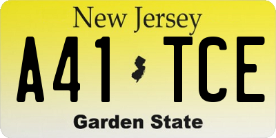 NJ license plate A41TCE