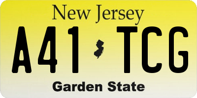 NJ license plate A41TCG