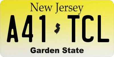 NJ license plate A41TCL