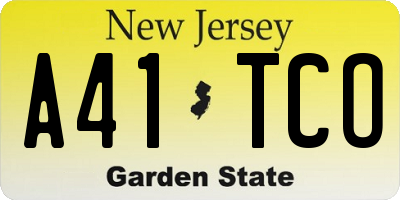 NJ license plate A41TCO