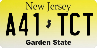 NJ license plate A41TCT