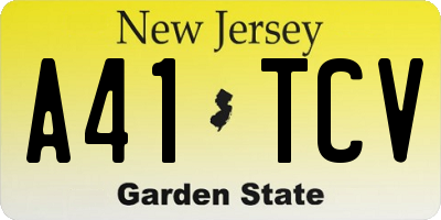 NJ license plate A41TCV