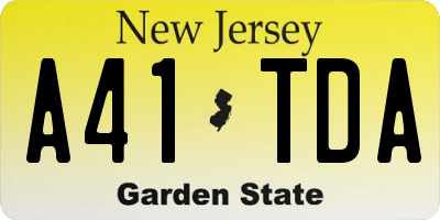 NJ license plate A41TDA