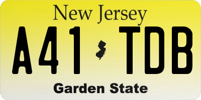 NJ license plate A41TDB