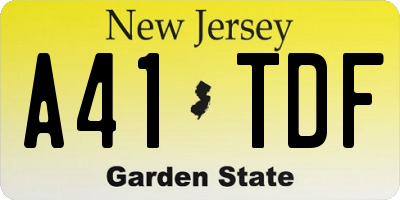 NJ license plate A41TDF
