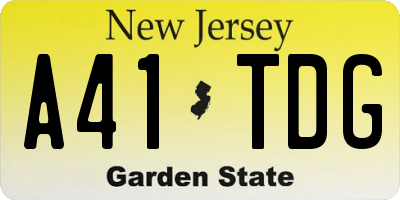 NJ license plate A41TDG