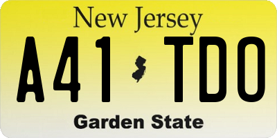 NJ license plate A41TDO