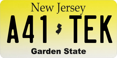 NJ license plate A41TEK