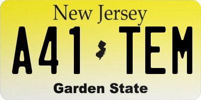 NJ license plate A41TEM