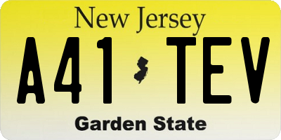 NJ license plate A41TEV